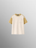 Short Sleeve 2 Tone Crew Neck T-Shirt – Off White / Baby Yellow